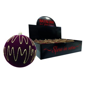 NATALUNA SFERA PALLINA DI VETRO PER ALBERO DI NATALE VELLUTO JNS37 COLORE BORDEAUX CM. 10