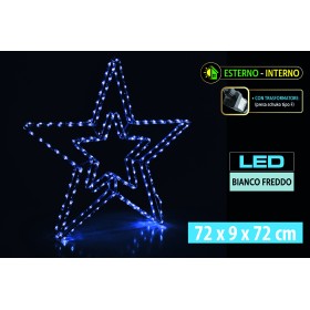 NATALUNA STELLA 3D LUMINOSA LED BIANCO FREDDO PER INTERNO ED ESTERNO CM. 75x9x72CM 220V IP44