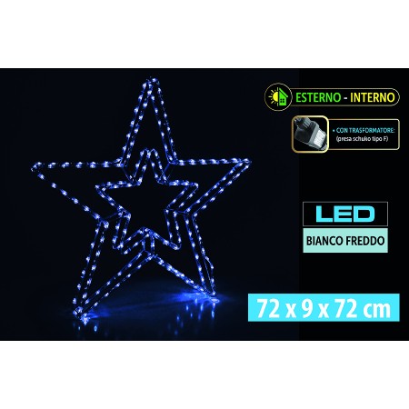 NATALUNA STELLA 3D LUMINOSA LED BIANCO FREDDO PER INTERNO ED ESTERNO CM. 75x9x72CM 220V IP44