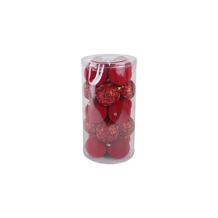 NATALUNA TUBO 20 SFERE PALLINE DI NATALE M.603 COLORE ROSSO CM. 8