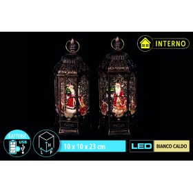 NATLUNA LANTERNA CON ACQUA A BATTERIA E USB PER INTERNO 2 COLORI ASSORTITI CM. 23x10