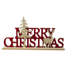 NATALUNA DECORO NATALIZIO MERRY CHRISTMAS COLORE ROSSO CM.  35x18,6x4,5