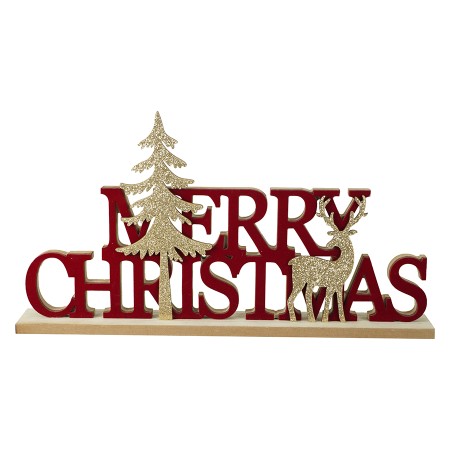 NATALUNA DECORO NATALIZIO MERRY CHRISTMAS COLORE ROSSO CM.  35x18,6x4,5