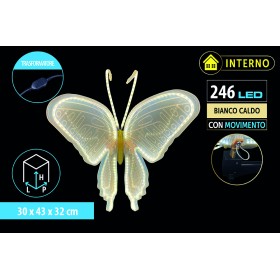 NATALUNA FARFALLA LUMINOSA  CON MOVIMENTO  246LED LUCE BIANCO CALDO PER USO INTERNO CM. 30x43x32
