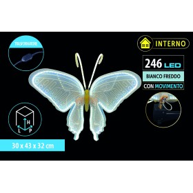 NATALUNA FARFALLA LUMINOSA  CON MOVIMENTO 246LED LUCE BIANCO FREDDO CM.  30x43x32