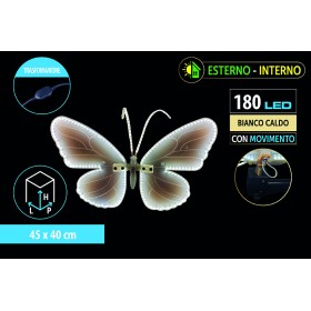 NATALUNA FARFALLA LUMINOSA 180LED  E MOVIMENTO IP65 PER USO INTERNO LUCE  BIANCO CALDO CM. 45x40