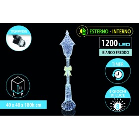 NATALUNA LAMPIONE LUMINOSO 1200 LED LUCE BIANCO TRASPERENTE PER USO INTERNO ED ESTERNO 8 FUNZONI CM.  180