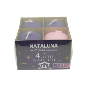 NATALUNA SET 4 CANDELE DELL'AVVENTO CM. 3,9x5h.