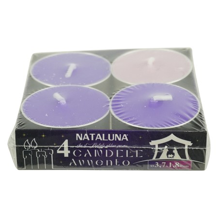 NATALUNA SET 4 TEALIGHT CANDELE DELL'AVVENTO CM. 3,75x1,83h.