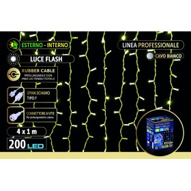 NATALUNA TENDA LUMINOSA 200 LED FLASH BIANCO  PER USO ESTERNO MT. 4x1