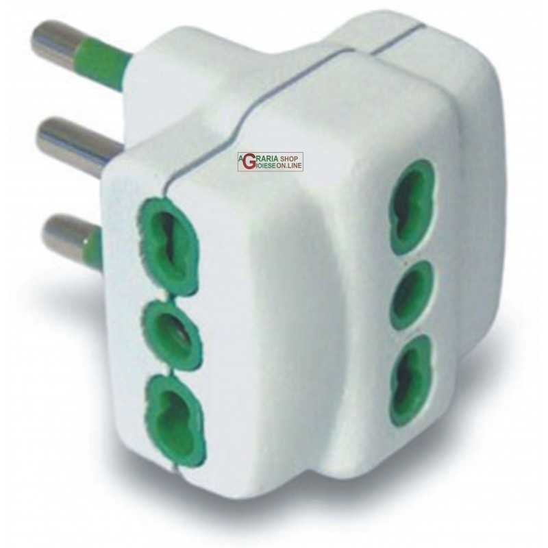 DOUBLE SOCKET TRIPLE ADAPTER FANTON 82.630 16A WITH EARTH MADE IN