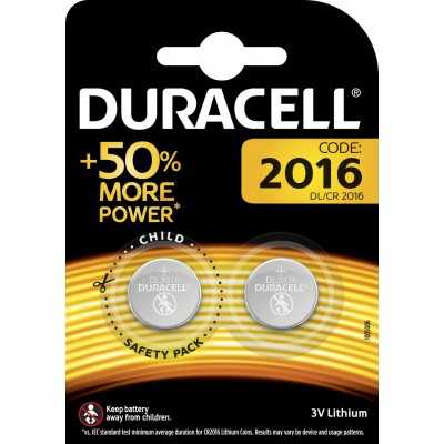 DURACELL BATTERIA A BOTTONE CR2016 W.3 PZ. 2 