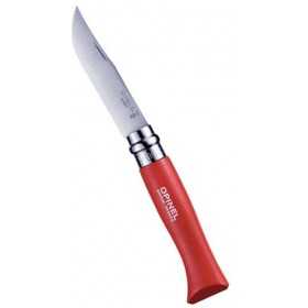 OPINEL KNIFE STAINLESS STEEL N. 8 RED BARODEUR HANDLE