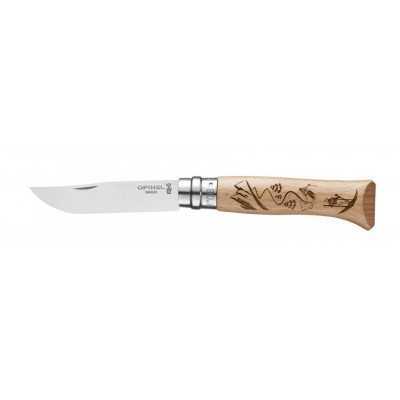 OPINEL COLTELLO INOX N. 8 MANICO GRAVURE SKI 