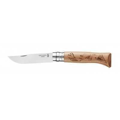 OPINEL KNIFE INOX N. 8 HANDLE GRAVURE VELO