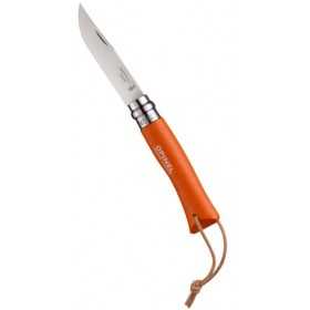 OPINEL KNIFE INOX N.7 BARODEUR MANDARINE HANDLE WITH STRAP