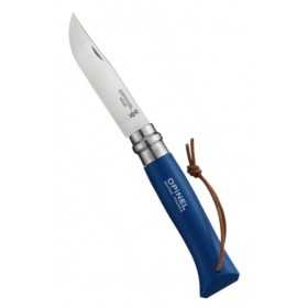 OPINEL KNIFE INOX N.8 BLUE COLOR BARODEUR HANDLE WITH LACE