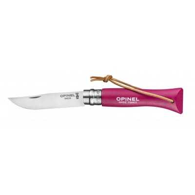 OPINEL KNIFE N. 6 INOX WITH FRAMBOISE HANDLE WITH STRAP
