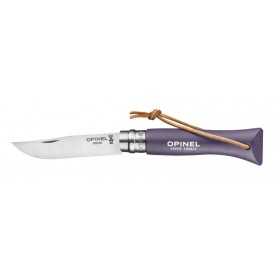 OPINEL KNIFE N. 6 INOX WITH VIOLET GRIS HANDLE WITH STRAP