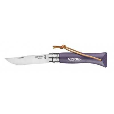 OPINEL KNIFE N. 6 INOX WITH VIOLET GRIS HANDLE WITH STRAP