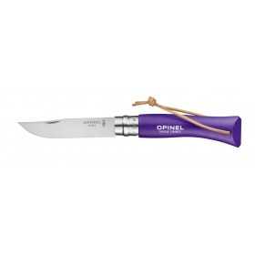 OPINEL KNIFE N. 7 INOX WITH VIOLET HANDLE WITH STRAP
