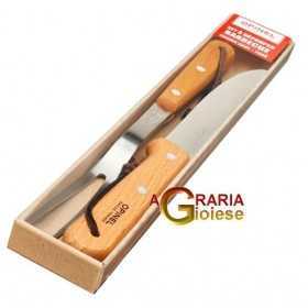 OPINEL SET DUO COLTELLO E FORCHETTONE PER BARBECUE 