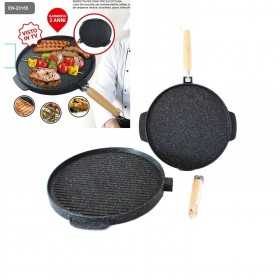 Double-sided large cast iron grill pan cm. 32 with removable