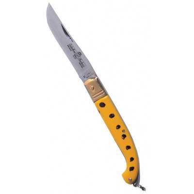 Paolucci Zouave knife yellow handle brass heads stainless steel