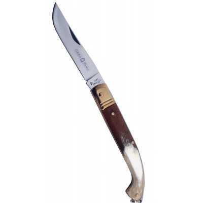 Paolucci Coltello Zuavo manico in vero corno lama inox cm. 15 