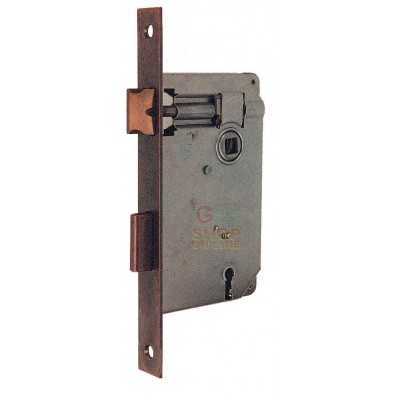 PATENT LOCK WITH PLATE AND COUNTERPLATE, BRONZE COLOR MM. 50
