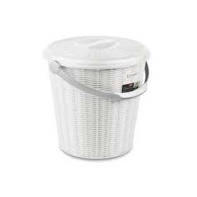 Elegance wicker finish bin with White lid lt. 10