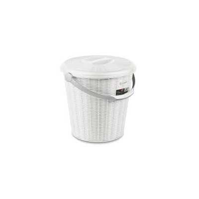 Elegance wicker finish bin with White lid lt. 10