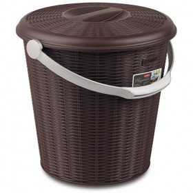 Elegance wicker finish bin with Moka lid lt. 10