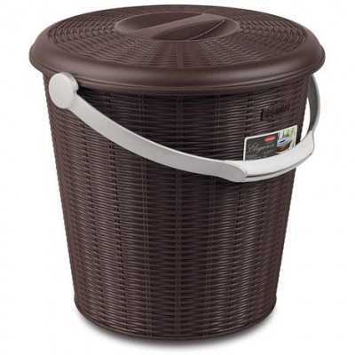 Elegance wicker finish bin with Moka lid lt. 10