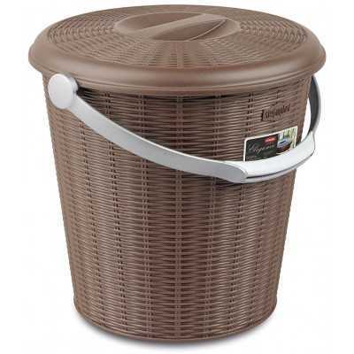 Elegance wicker finish waste bin with Tortora lid lt. 10