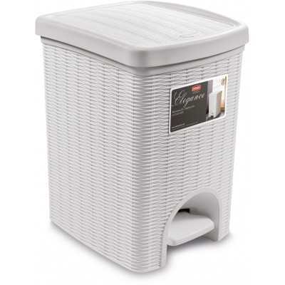 Elegance wicker finish waste bin with White Pedals lt. 20