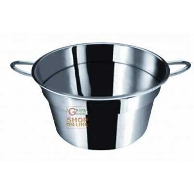 PENTOLA CALDAINO CON MANICI IN ACCIAIO INOX CM. 34x19h. 