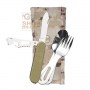 PIELCU SET SPOON, FORK AND MULTIPURPOSE KNIFE WITH CORDURA