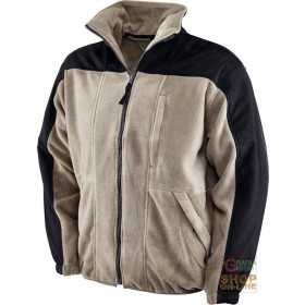 POLYESTER FLEECE WITH ZIP UP TO THE BOTTOM TWO-TONE BLACK BEIGE