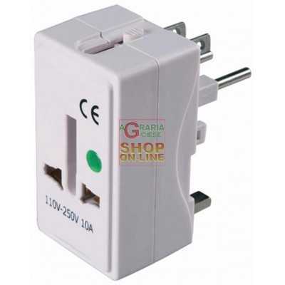 UNIVERSAL TRAVEL ADAPTER SOCKET 10A 2P WITH T